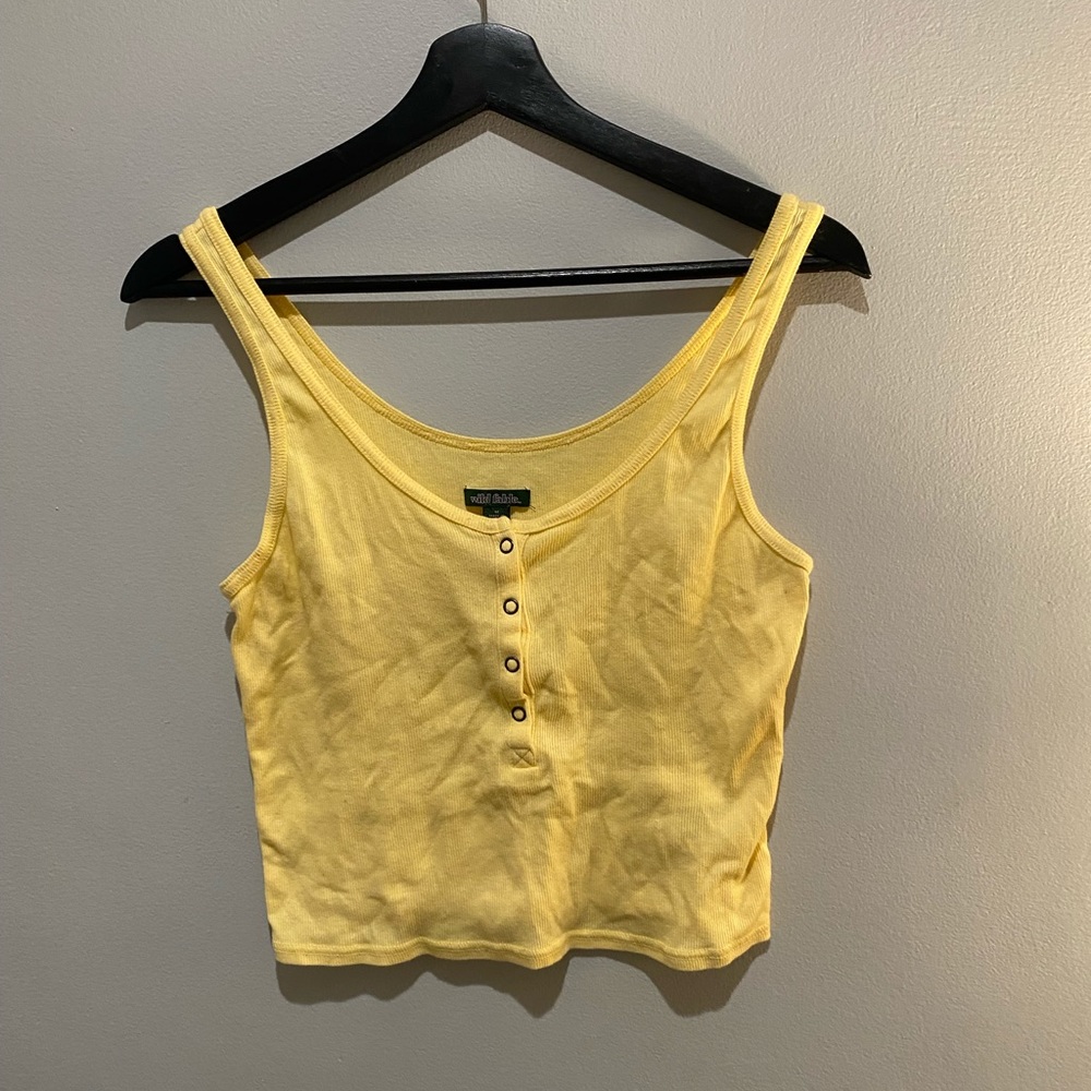 yellow button up tank